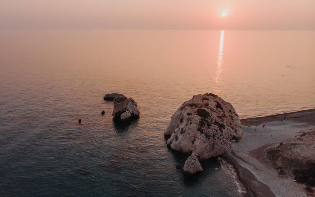 sunset aphrodite's rock four days on Cyprus