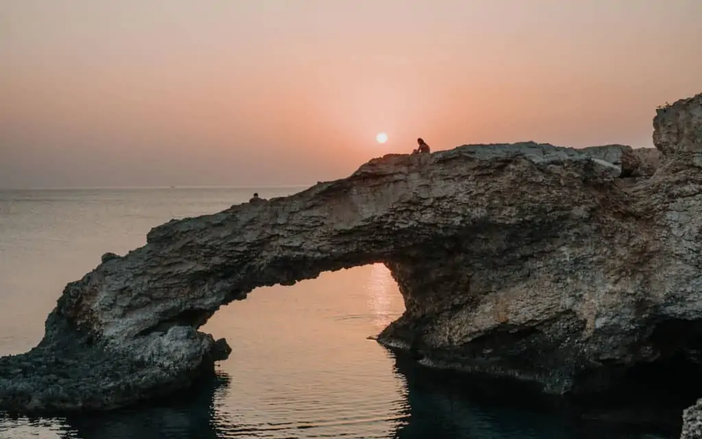 Sunset spot on Cyprus Love Bridge