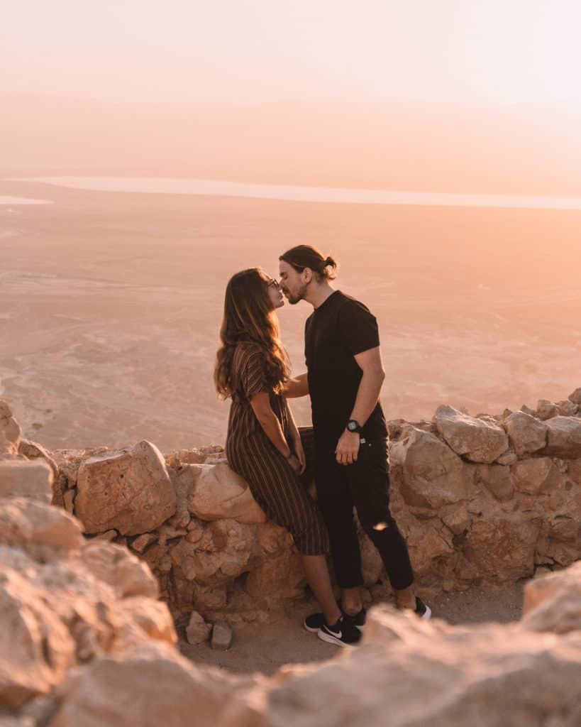 Gdzie na jesień wschód słońca w Masada Morze Martwe Izrael