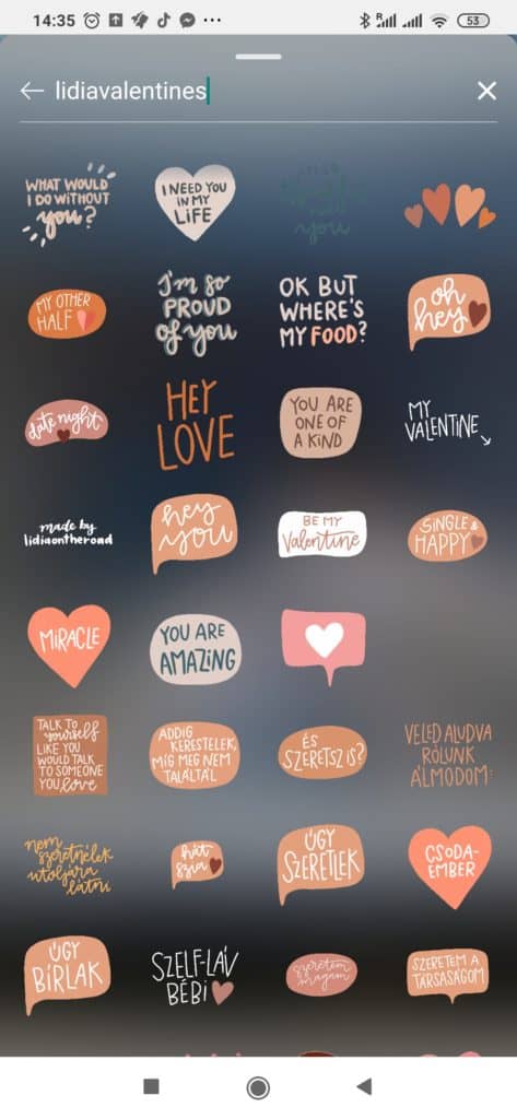 lidiavalentines story stickers for free in the app
