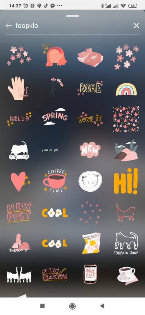 foopklo story stickers for free