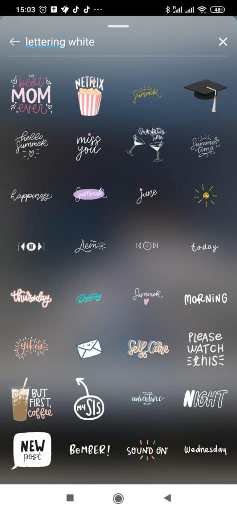 lettering white instastory stickers for free