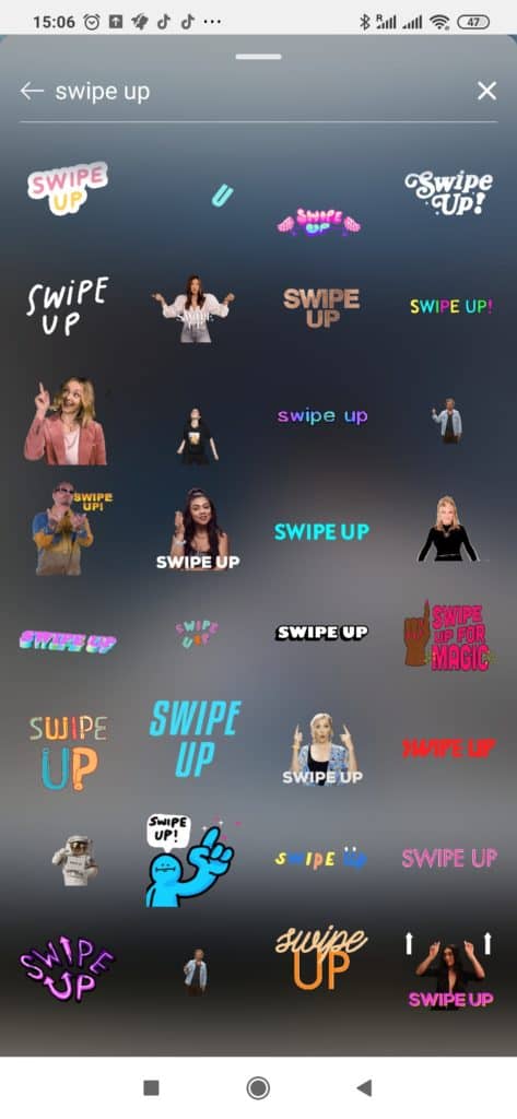 swipe up call to action stickers