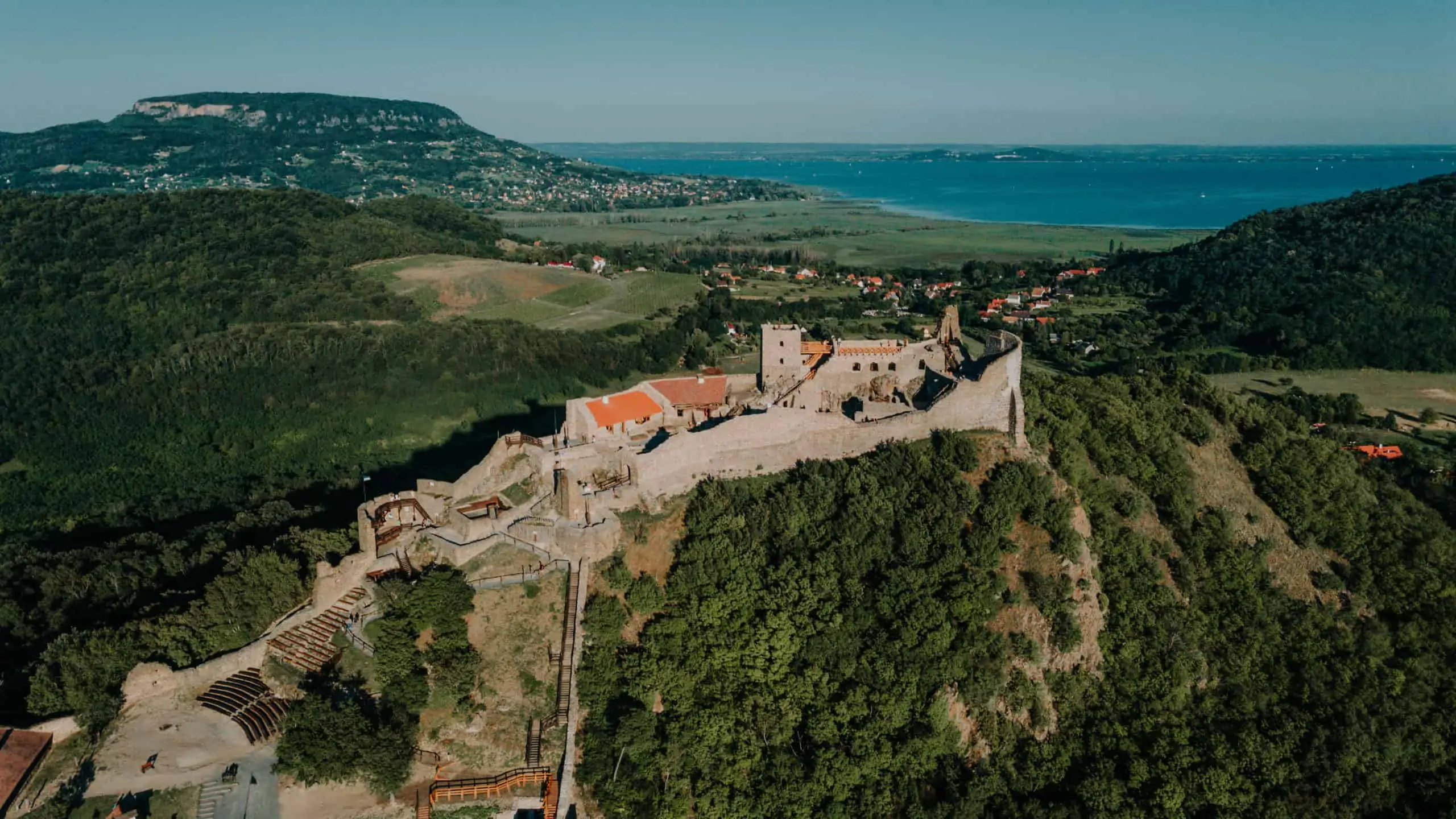 szigliget castle from the drone balaton
